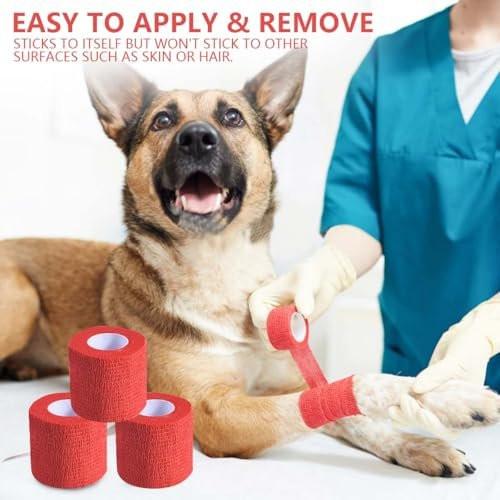 KISEER 15er-Pack 5 cm x 4,5 m Rote Selbstklebende Bandage, Atmungsaktive Kohäsive Bandagewickelrollen, Elastisches Selbsthaftendes Band für Sport, Handgelenk, Knöchel
