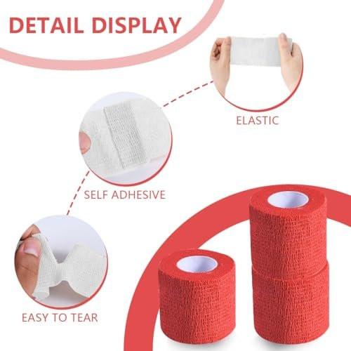KISEER 15er-Pack 5 cm x 4,5 m Rote Selbstklebende Bandage, Atmungsaktive Kohäsive Bandagewickelrollen, Elastisches Selbsthaftendes Band für Sport, Handgelenk, Knöchel
