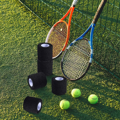 KISEER 15er-Pack 2 Zoll x 5 Yards Schwarze selbstklebende Bandage, atmungsaktive, elastische und haftende Wickelrolle für Sport, Handgelenk, Knöchel