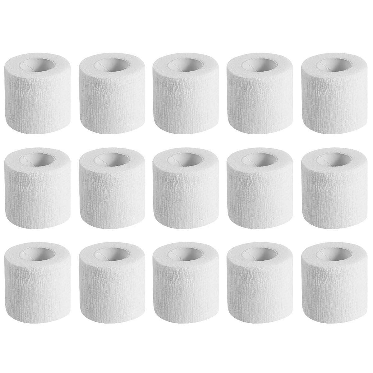 KISEER 15er-Pack 5 cm x 4,5 m Weiße Selbstklebende Bandage, Atmungsaktive Kohäsive Bandage, Elastisches Selbsthaftendes Tape für Sport, Handgelenk, Knöchel