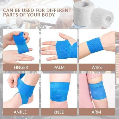 KISEER 15er-Pack 5 cm x 4,5 m Weiße Selbstklebende Bandage, Atmungsaktive Kohäsive Bandage, Elastisches Selbsthaftendes Tape für Sport, Handgelenk, Knöchel