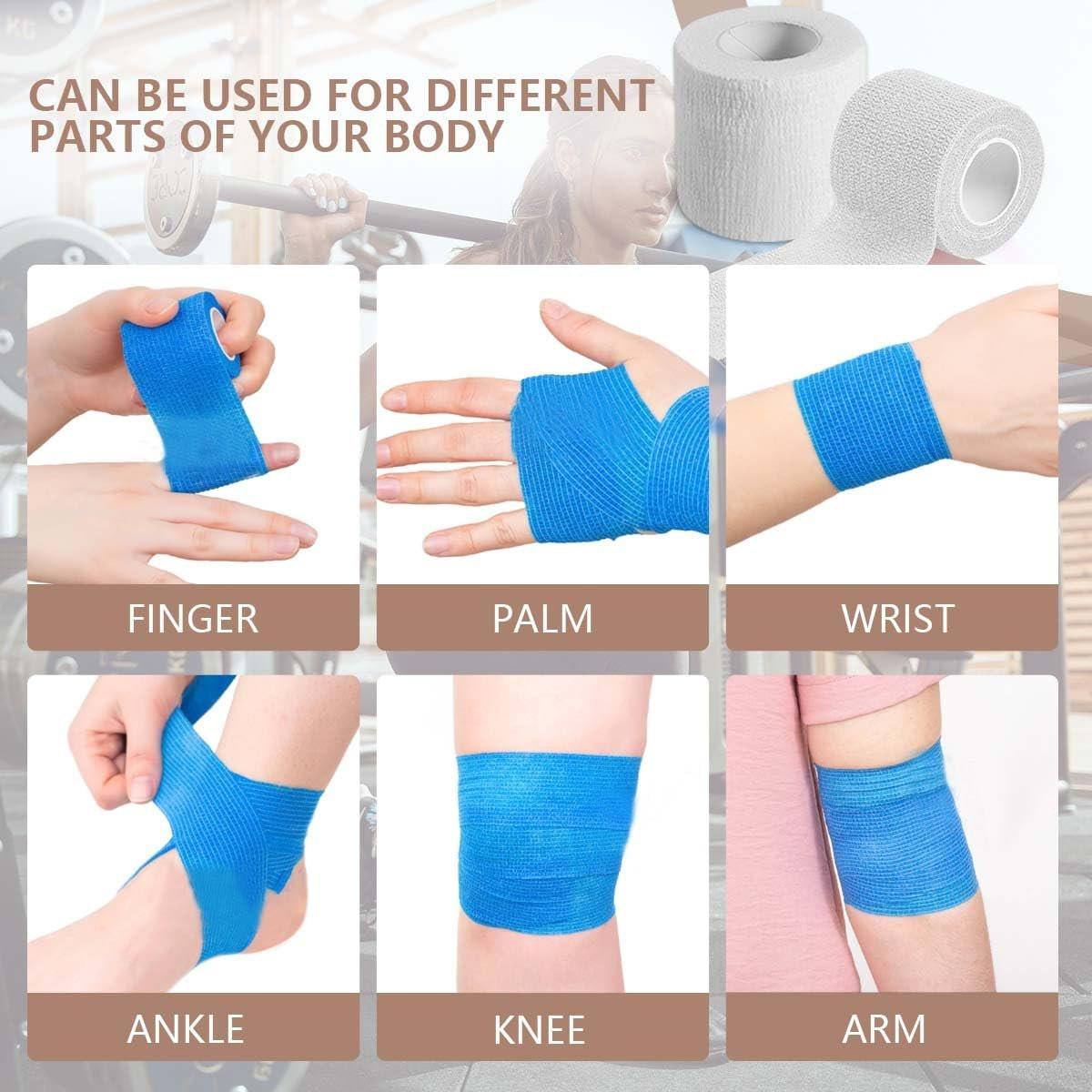 KISEER 15er-Pack 5 cm x 4,5 m Weiße Selbstklebende Bandage, Atmungsaktive Kohäsive Bandage, Elastisches Selbsthaftendes Tape für Sport, Handgelenk, Knöchel
