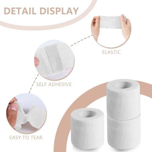 KISEER 15er-Pack 5 cm x 4,5 m Weiße Selbstklebende Bandage, Atmungsaktive Kohäsive Bandage, Elastisches Selbsthaftendes Tape für Sport, Handgelenk, Knöchel