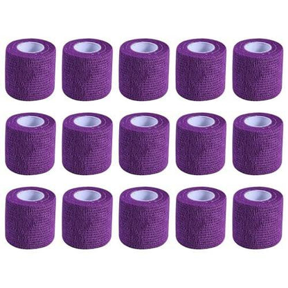 KISEER 15er Packung 5 cm x 4,6 m Lila Selbstklebende Bandage, Atmungsaktive Kohäsive Bandage Wickelrollen, Elastisches Selbsthaftendes Band für Sport, Handgelenk, Knöchel
