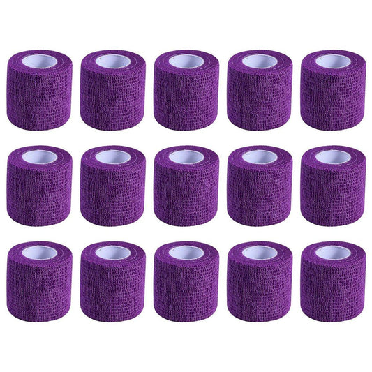 KISEER 15er Packung 5 cm x 4,6 m Lila Selbstklebende Bandage, Atmungsaktive Kohäsive Bandage Wickelrollen, Elastisches Selbsthaftendes Band für Sport, Handgelenk, Knöchel