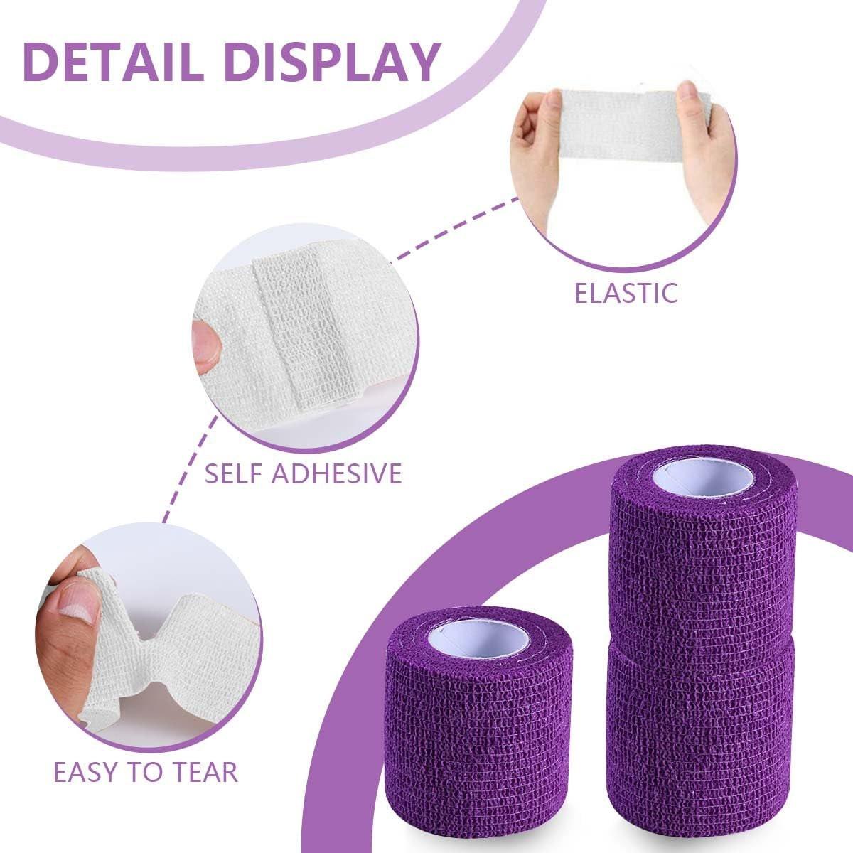 KISEER 15er Packung 5 cm x 4,6 m Lila Selbstklebende Bandage, Atmungsaktive Kohäsive Bandage Wickelrollen, Elastisches Selbsthaftendes Band für Sport, Handgelenk, Knöchel