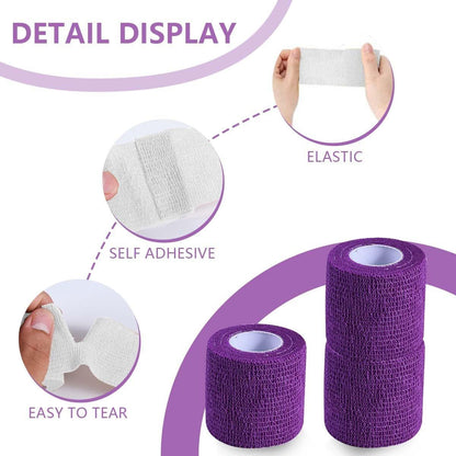 KISEER 15er Packung 5 cm x 4,6 m Lila Selbstklebende Bandage, Atmungsaktive Kohäsive Bandage Wickelrollen, Elastisches Selbsthaftendes Band für Sport, Handgelenk, Knöchel