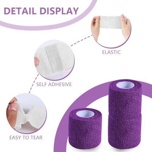 KISEER 15er Packung 5 cm x 4,6 m Lila Selbstklebende Bandage, Atmungsaktive Kohäsive Bandage Wickelrollen, Elastisches Selbsthaftendes Band für Sport, Handgelenk, Knöchel