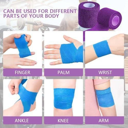KISEER 15er Packung 5 cm x 4,6 m Lila Selbstklebende Bandage, Atmungsaktive Kohäsive Bandage Wickelrollen, Elastisches Selbsthaftendes Band für Sport, Handgelenk, Knöchel