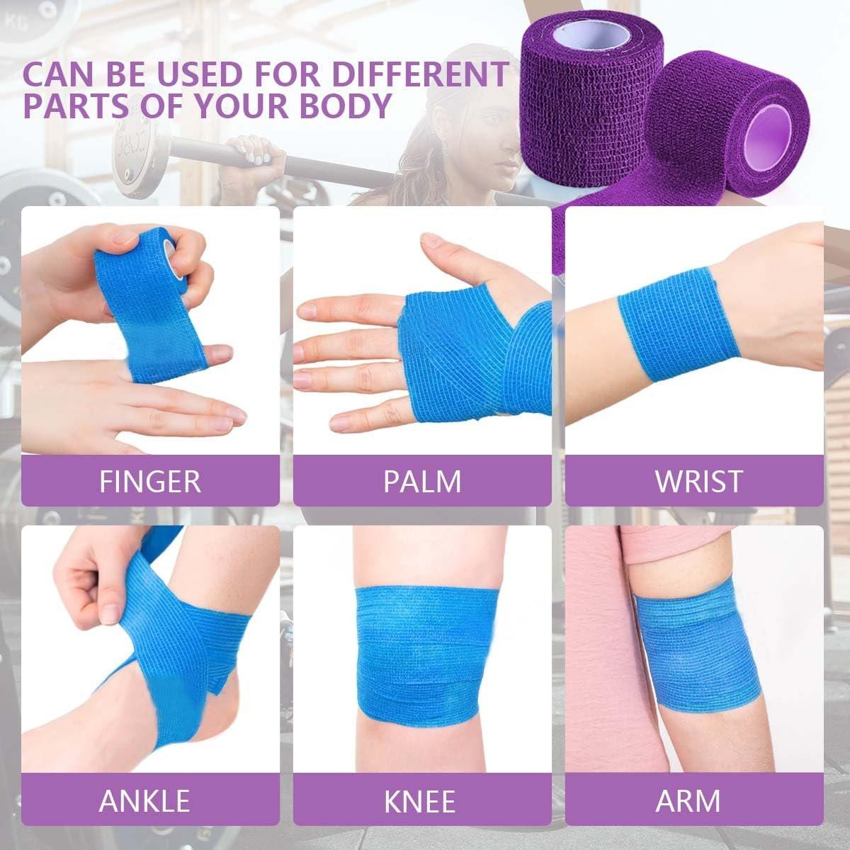 KISEER 15er Packung 5 cm x 4,6 m Lila Selbstklebende Bandage, Atmungsaktive Kohäsive Bandage Wickelrollen, Elastisches Selbsthaftendes Band für Sport, Handgelenk, Knöchel