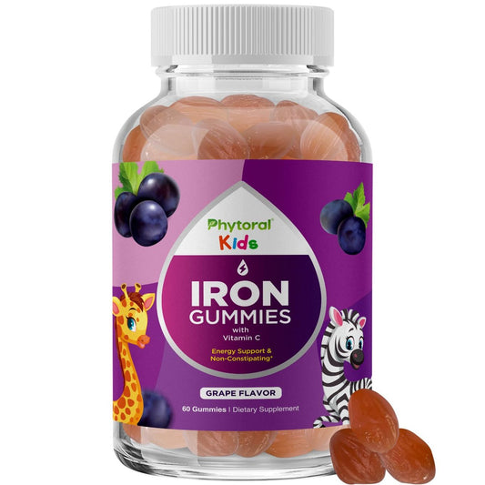 Phytoral Eisen-Gummibärchen für Kinder mit Vitamin C – Sanfte Blutbildung, Immunsystem & Energie – Vegan & Ohne Gentechnik – 60 Stück