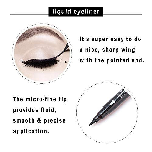 Linble Face Stamp & Eyeliner Set – 4-teiliges Set mit schwarzen Formstempeln und Filz-Eyeliner, doppelseitiger 2-in-1 Augen-Make-up-Stift