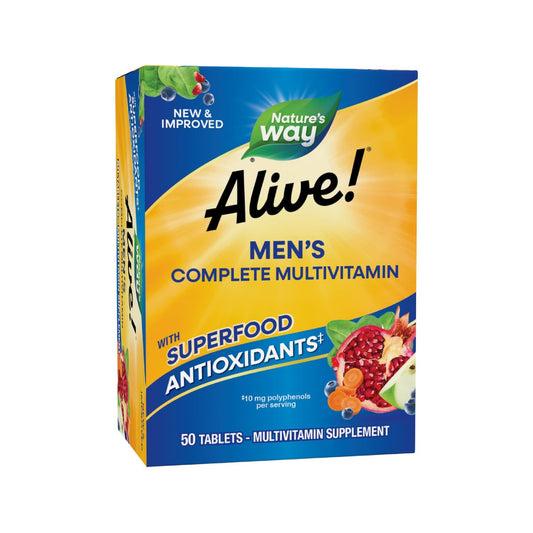 Nature's Way Alive! Männer Tägliche Multivitamine – Unterstützt Energie-Stoffwechsel & Muskelfunktion* – mit B-Vitaminen, glutenfrei, 50 Tabletten (Verpackung kann variieren)