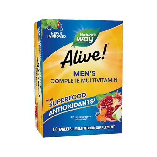 Nature's Way Alive! Männer Tägliche Multivitamine – Unterstützt Energie-Stoffwechsel & Muskelfunktion* – mit B-Vitaminen, glutenfrei, 50 Tabletten (Verpackung kann variieren)