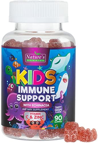 Immununterstützung für Kinder Gummibärchen – Tägliche Vitamine C, Zink & Echinacea für Kinder ab 4 Jahren, natürlicher Beerengeschmack, Non-GMO, glutenfrei & vegan – 90 Gummibärchen