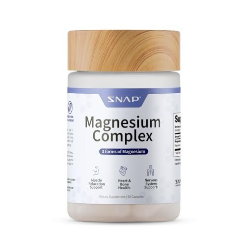 Snap Triple Magnesium Komplex für Frauen & Männer – 400mg, 3-in-1 Magnesium mit Bisglycinat, Citrat & Oxid – Chelatiert für hohe Absorption, 60 vegane Kapseln