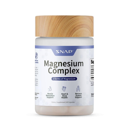 Snap Triple Magnesium Komplex für Frauen & Männer – 400mg, 3-in-1 Magnesium mit Bisglycinat, Citrat & Oxid – Chelatiert für hohe Absorption, 60 vegane Kapseln