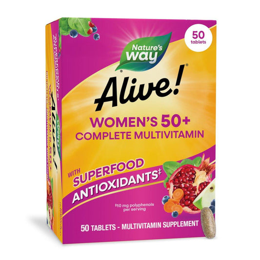 Nature's Way Alive! Frauen 50+ Complete Multivitamin Tabletten – Tägliches Vitamin für Frauen ab 50, unterstützt Herz, Knochen und Gehirnfunktion* mit Superfood-Antioxidantien, 50 Tabletten