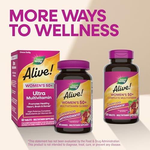 Nature's Way Alive! Frauen 50+ Complete Multivitamin Tabletten – Tägliches Vitamin für Frauen ab 50, unterstützt Herz, Knochen und Gehirnfunktion* mit Superfood-Antioxidantien, 50 Tabletten