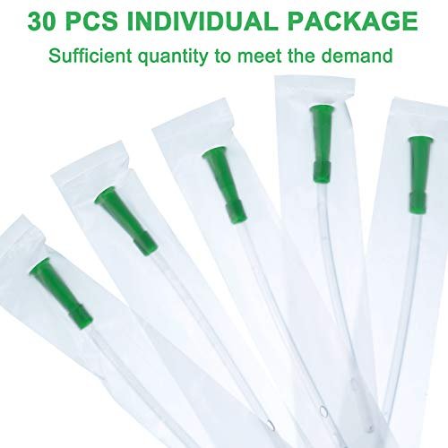 Nuanchu PVC-Ersatzschläuche für Einläufe, 14 FR, 30 Stück, flexibel mit abgerundeten Enden