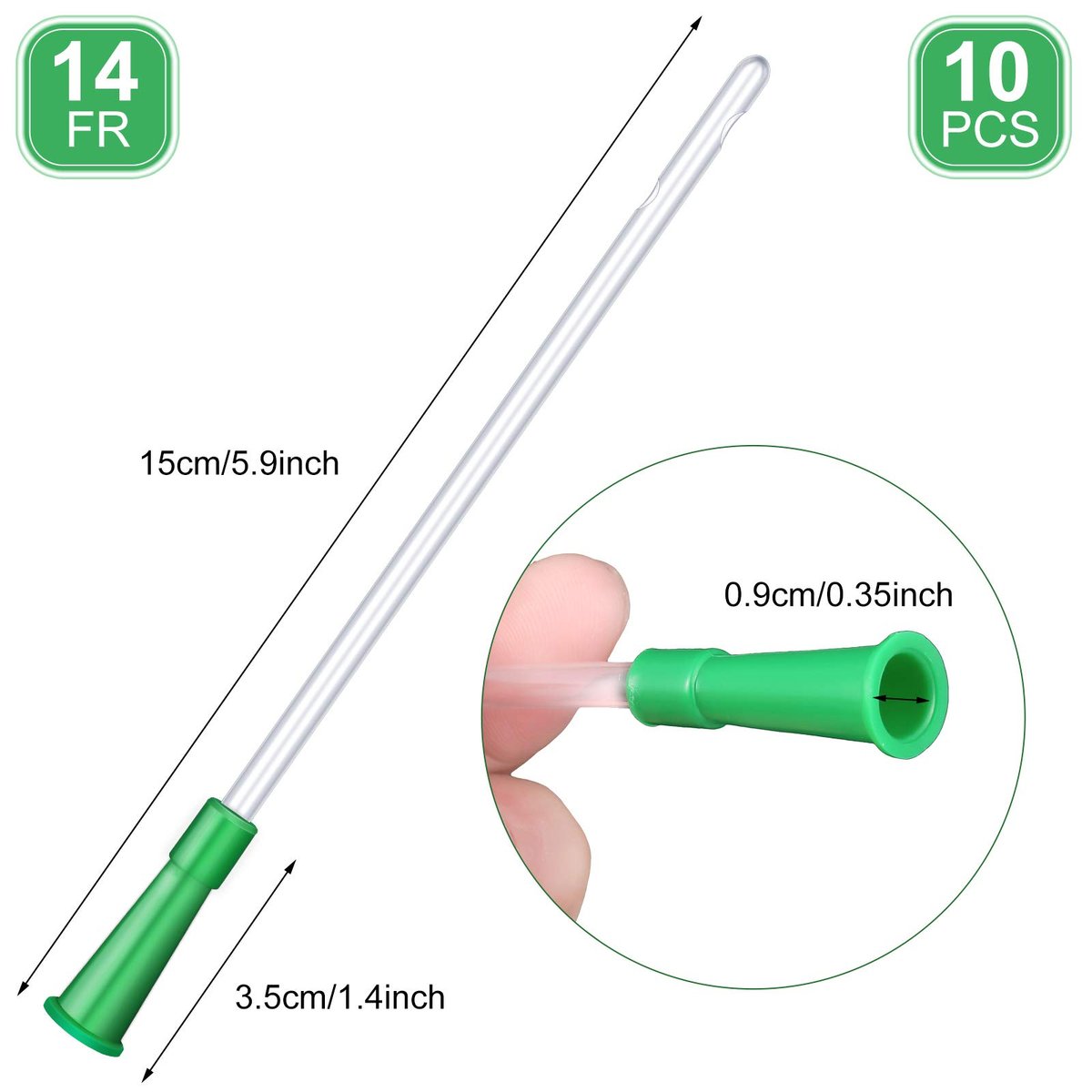 Nuanchu PVC-Ersatzschläuche für Einläufe, 14 FR, 30 Stück, flexibel mit abgerundeten Enden