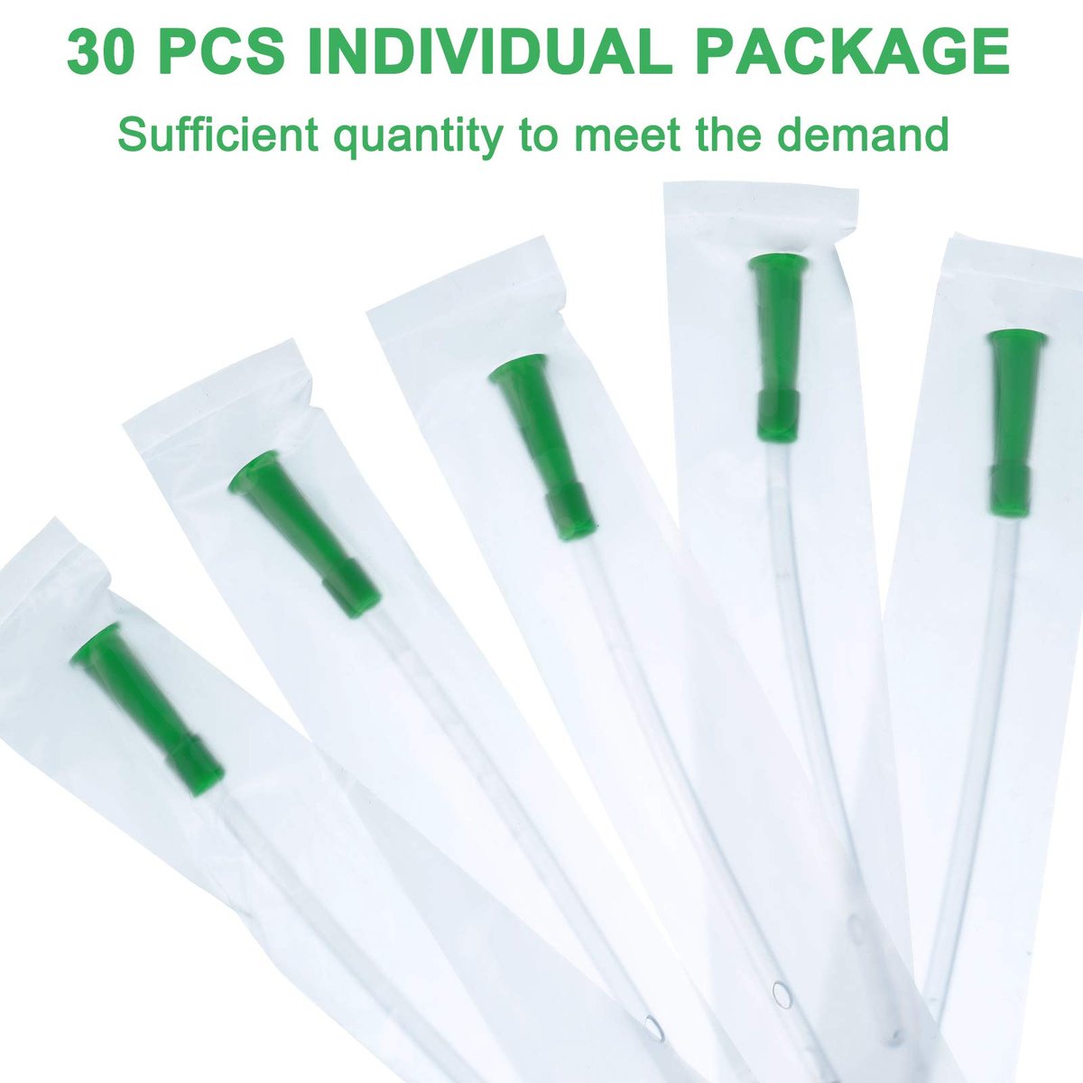 Nuanchu PVC-Ersatzschläuche für Einläufe, 14 FR, 30 Stück, flexibel mit abgerundeten Enden