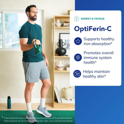 Pure Encapsulations OptiFerin-C – Für rote Blutkörperchen & Energie – Eisenaufnahme-Unterstützung – Vitamin-C-angereichert – Glutenfrei & Nicht-GVO – 60 Kapseln