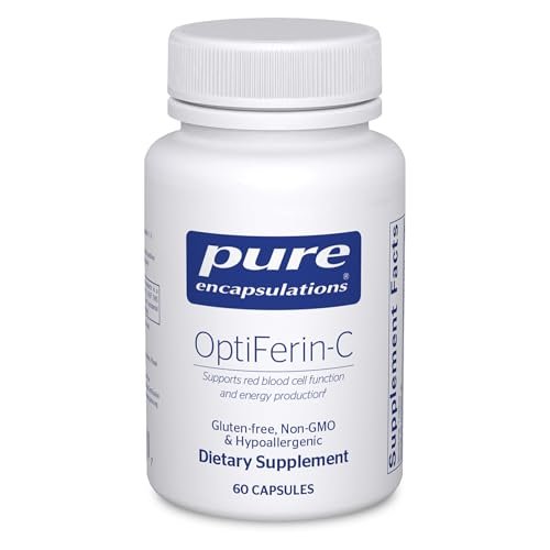 Pure Encapsulations OptiFerin-C – Für rote Blutkörperchen & Energie – Eisenaufnahme-Unterstützung – Vitamin-C-angereichert – Glutenfrei & Nicht-GVO – 60 Kapseln