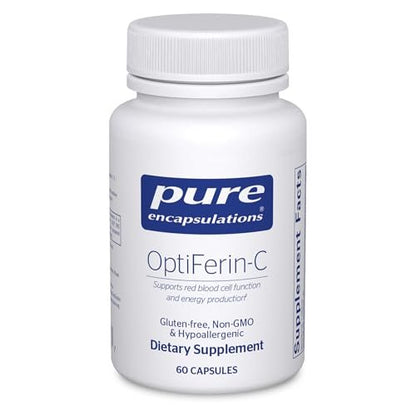 Pure Encapsulations OptiFerin-C – Für rote Blutkörperchen & Energie – Eisenaufnahme-Unterstützung – Vitamin-C-angereichert – Glutenfrei & Nicht-GVO – 60 Kapseln