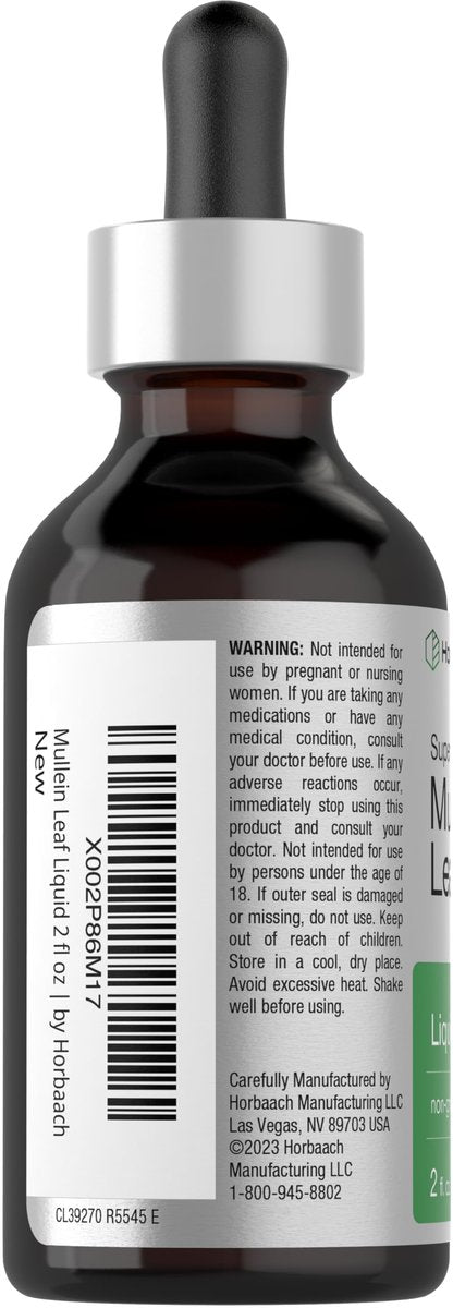 Horbäach Königskerzenblätter Extrakt Tropfen | 60 ml | Alkoholfreie flüssige Tinktur | Vegetarisches, Nicht-GVO & Glutenfreies pflanzliches Nahrungsergänzungsmittel