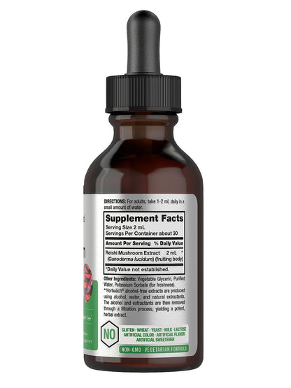 Horbäach Reishi Pilz Extrakt Tinktur | 60 ml | Flüssige Tropfen | Ganoderma Lucidum | Vegan, Alkoholfrei | Nicht-GVO, Glutenfrei Nahrungsergänzungsmittel