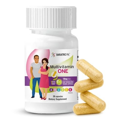BariatricPal Multivitamin ONE – Tägliches Bariatrisches Multivitamin mit 18 mg Eisen, 30 Kapseln (1 Monatsvorrat)