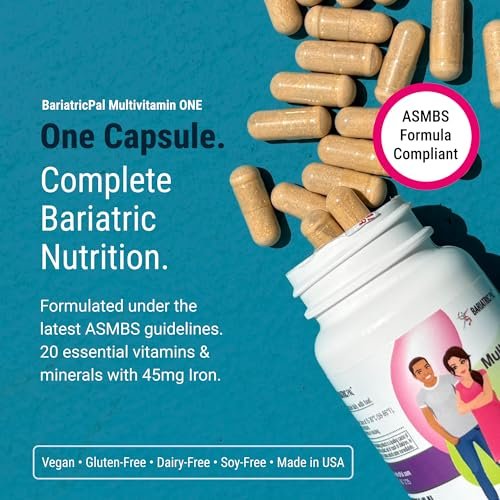 BariatricPal Multivitamin ONE – Tägliches Bariatrisches Multivitamin mit 18 mg Eisen, 30 Kapseln (1 Monatsvorrat)