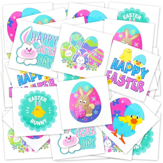 144er-Pack Oster-Tattoos für Kinder – Temporäre Tattoos mit Ostermotiven, einzeln verpackt, ideal für Ostereier, als Geschenk oder für die Schatzsuche