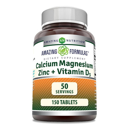 Amazing Formulas Calcium Magnesium Zink + D3 Nahrungsergänzungsmittel | 150 Tabletten | Non-GMO | Glutenfrei | Hergestellt in USA