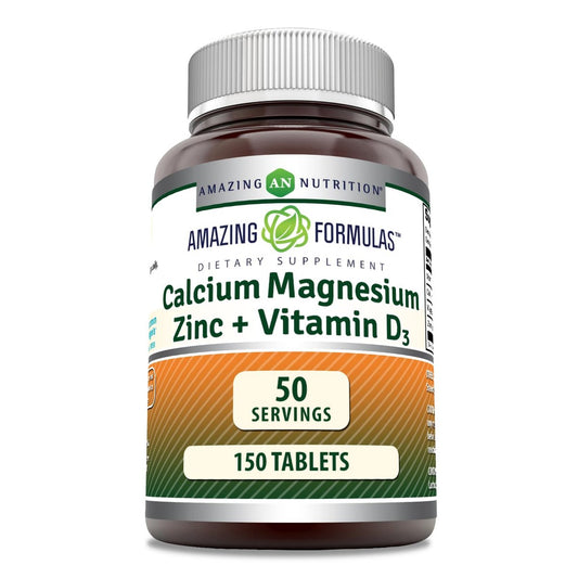 Amazing Formulas Calcium Magnesium Zink + D3 Nahrungsergänzungsmittel | 150 Tabletten | Non-GMO | Glutenfrei | Hergestellt in USA