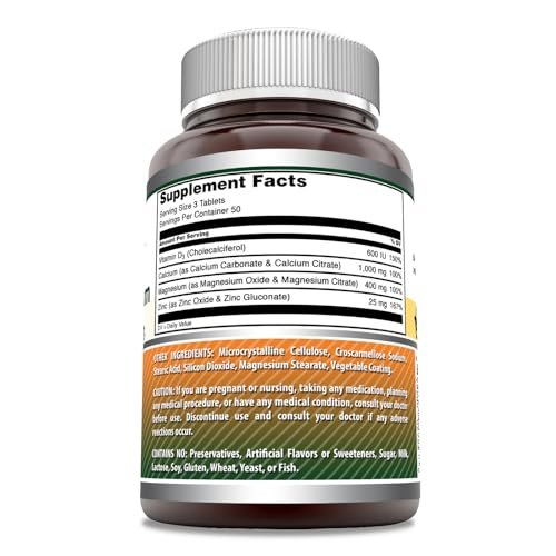Amazing Formulas Calcium Magnesium Zink + D3 Nahrungsergänzungsmittel | 150 Tabletten | Non-GMO | Glutenfrei | Hergestellt in USA