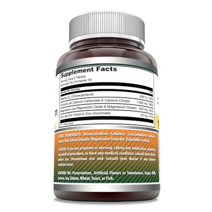 Amazing Formulas Calcium Magnesium Zink + D3 Nahrungsergänzungsmittel | 150 Tabletten | Non-GMO | Glutenfrei | Hergestellt in USA