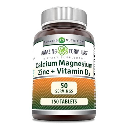 Amazing Formulas Calcium Magnesium Zink + D3 Nahrungsergänzungsmittel | 150 Tabletten | Non-GMO | Glutenfrei | Hergestellt in USA