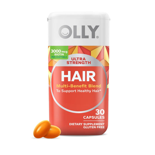 OLLY Ultra Strength Haar Softgels – Biotin, Keratin, Vitamin D & B12 – 30 Softgels (30-Tage-Vorrat)
