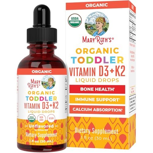 MARYRUTH'S Organics Vitamin D3 + K2 Tropfen | Vegane D3 K2 Kombination für Kinder & Erwachsene | Starke Knochen & Calciumaufnahme | 30 ml (1 Fl Oz)