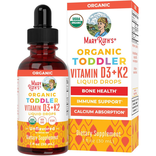 MARYRUTH'S Organics Vitamin D3 + K2 Tropfen | Vegane D3 K2 Kombination für Kinder & Erwachsene | Starke Knochen & Calciumaufnahme | 30 ml (1 Fl Oz)