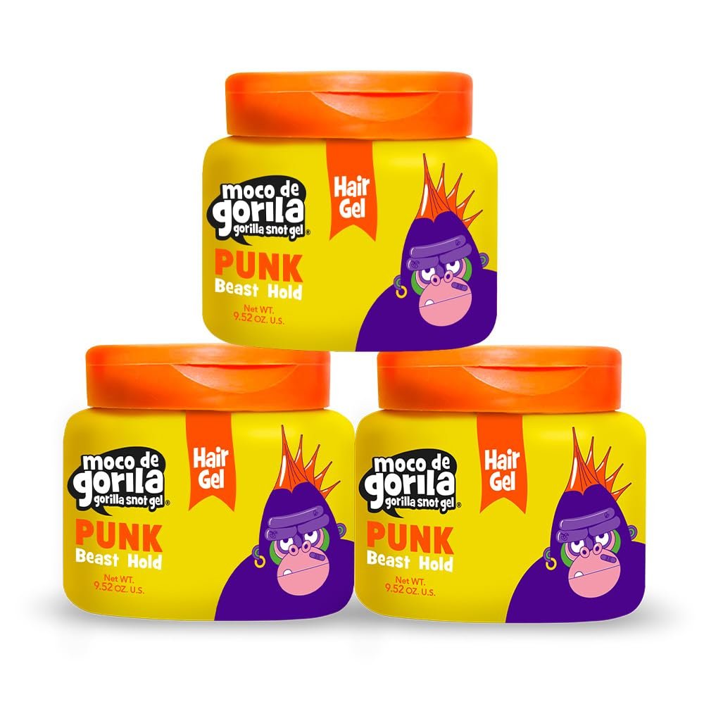 Moco de Gorila Punk Haarstyling Gel – Starke Fixierung, langanhaltender Halt, 3er-Pack à 9,52 oz (3 Gläser)