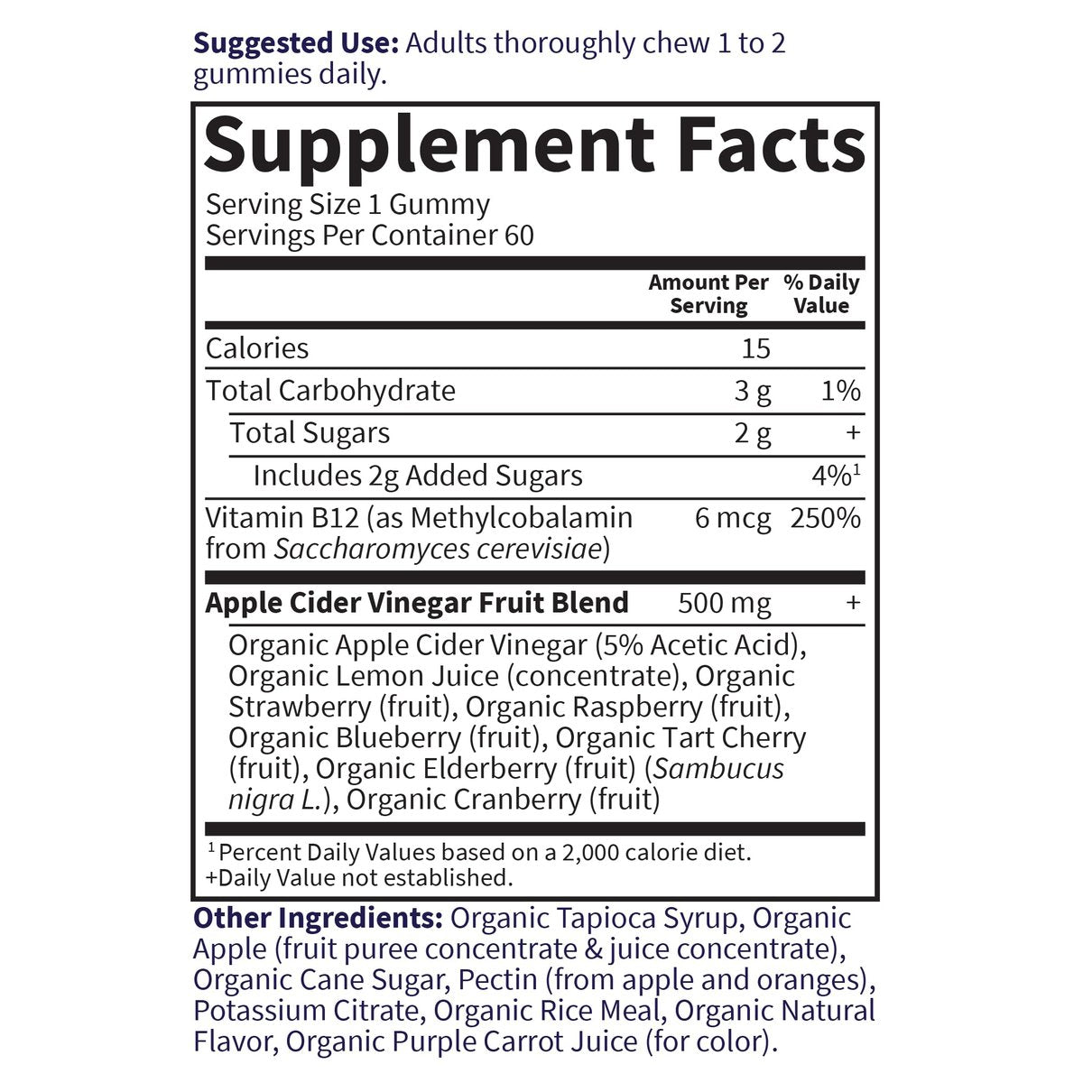 Garden of Life Organics Apfelessig Gummibärchen mit Vitamin B12 – Bio ACV Gummivitamine, Vegan, Glutenfrei, Nicht-GVO, 60 Gummis