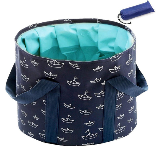 Zusammenklappbarer Fußbad-Eimer für unterwegs, tragbarer Fußsoak-Behälter für Pediküre, Camping und Reisen – ABSOK Navy Blue