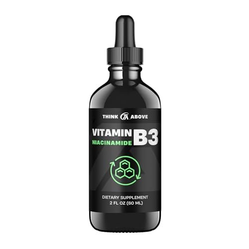 Think Above Vitamin B3 Niacinamid Flüssig – Nicht spülende B3 Niacin Tropfen für Frauen und Männer – Leicht zu schlucken 60 ml (2 Fl Oz)