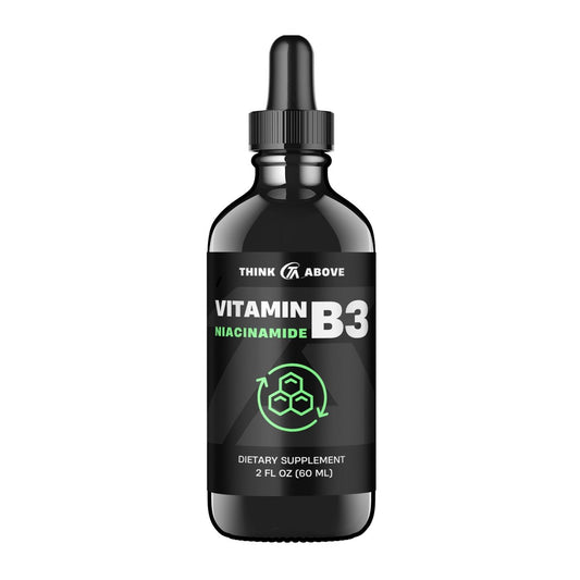Think Above Vitamin B3 Niacinamid Flüssig – Nicht spülende B3 Niacin Tropfen für Frauen und Männer – Leicht zu schlucken 60 ml (2 Fl Oz)