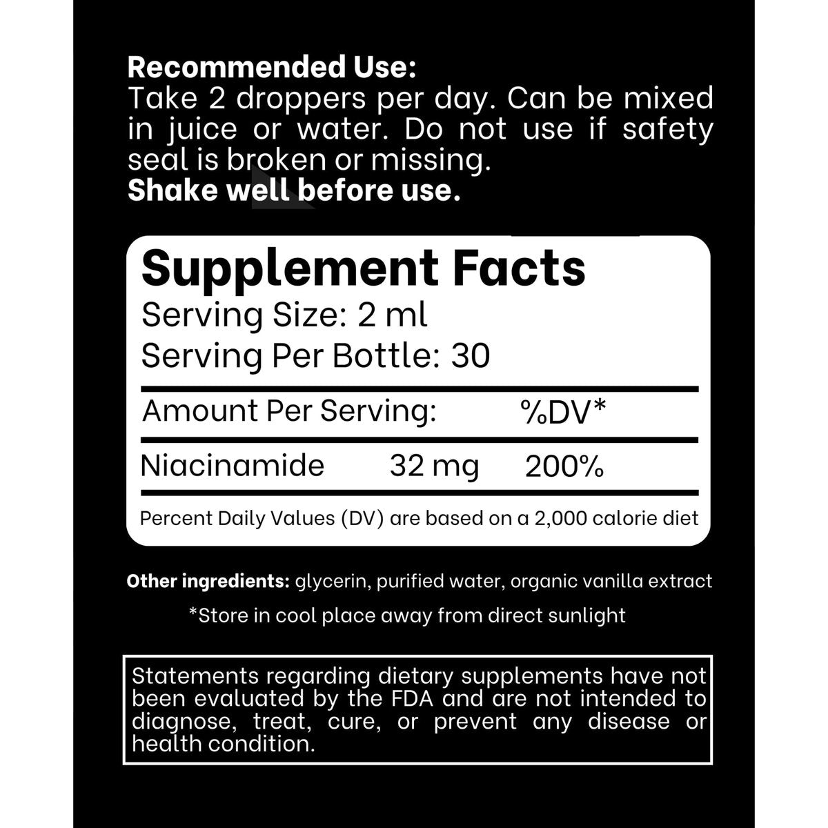 Think Above Vitamin B3 Niacinamid Flüssig – Nicht spülende B3 Niacin Tropfen für Frauen und Männer – Leicht zu schlucken 60 ml (2 Fl Oz)