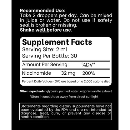 Think Above Vitamin B3 Niacinamid Flüssig – Nicht spülende B3 Niacin Tropfen für Frauen und Männer – Leicht zu schlucken 60 ml (2 Fl Oz)