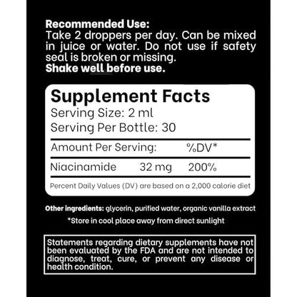 Think Above Vitamin B3 Niacinamid Flüssig – Nicht spülende B3 Niacin Tropfen für Frauen und Männer – Leicht zu schlucken 60 ml (2 Fl Oz)